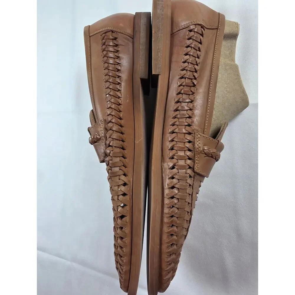 Rustic Asphalt Men's Pointy End Woven Penny Loafers Size 11